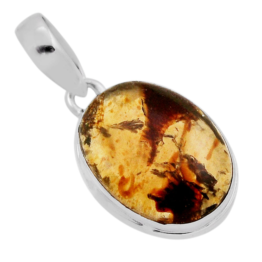 8.09cts natural green amber from colombia 925 sterling silver pendant n36521