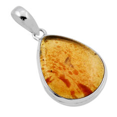 11.52cts natural green amber from colombia 925 sterling silver pendant n36522