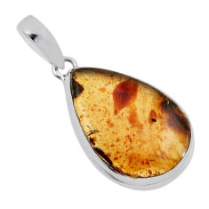 11.13cts natural green amber from colombia 925 sterling silver pendant n36536