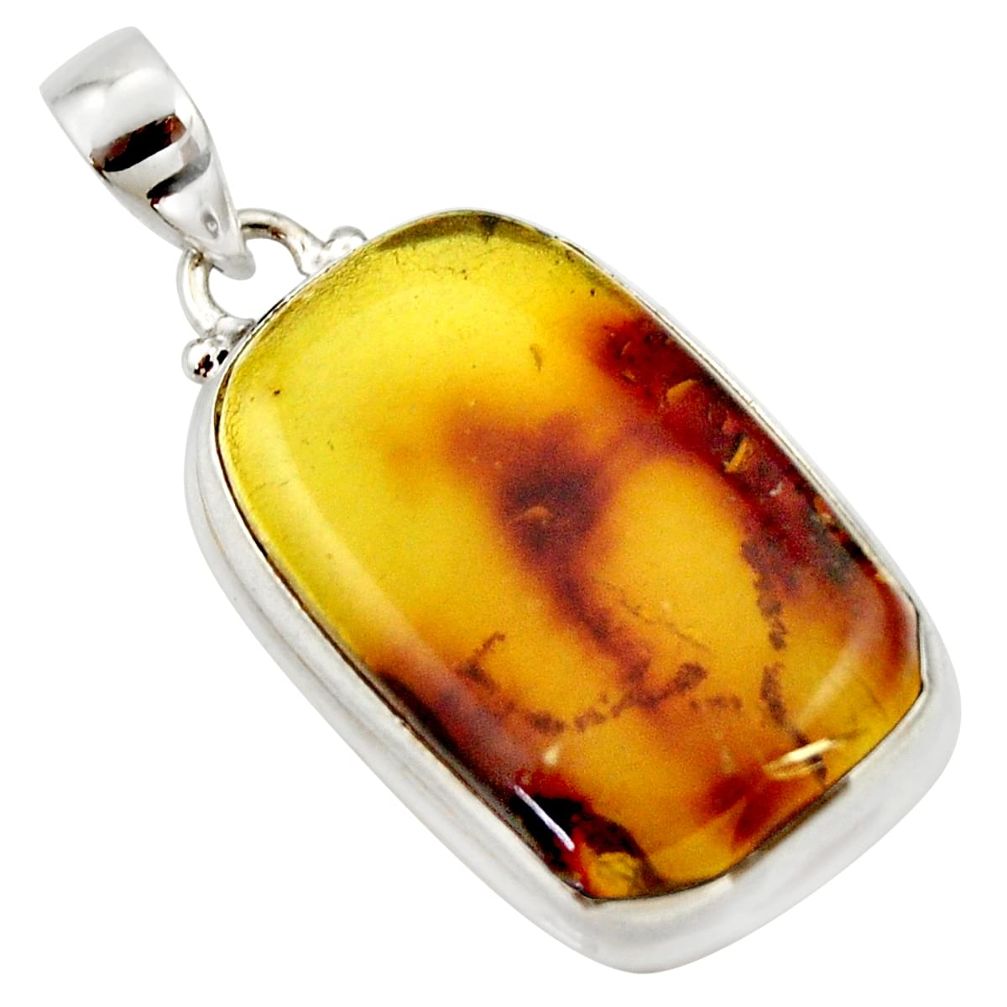 16.73cts natural green amber from colombia 925 sterling silver pendant r33981