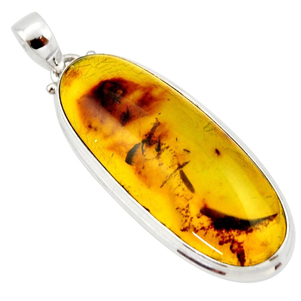 19.65cts natural green amber from colombia 925 sterling silver pendant r33985