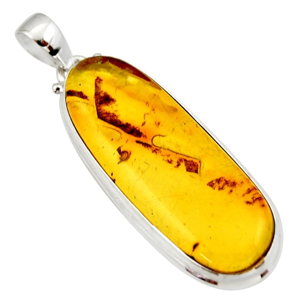 18.15cts natural green amber from colombia 925 sterling silver pendant r33986