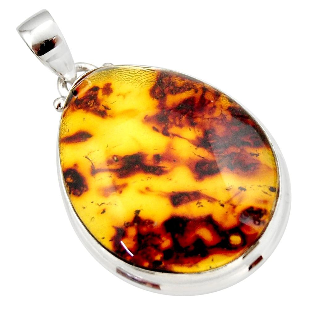 19.23cts natural green amber from colombia 925 sterling silver pendant r33988