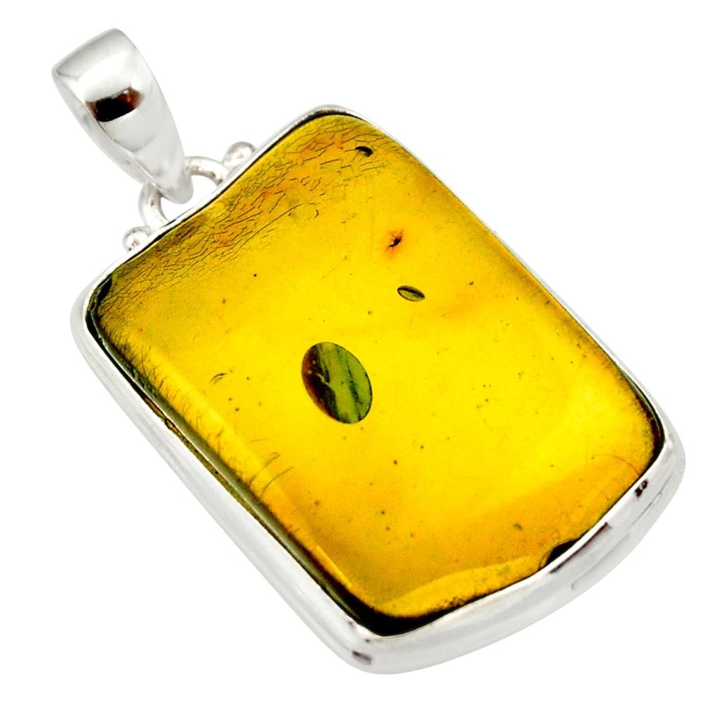 18.70cts natural green amber from colombia 925 sterling silver pendant r33989