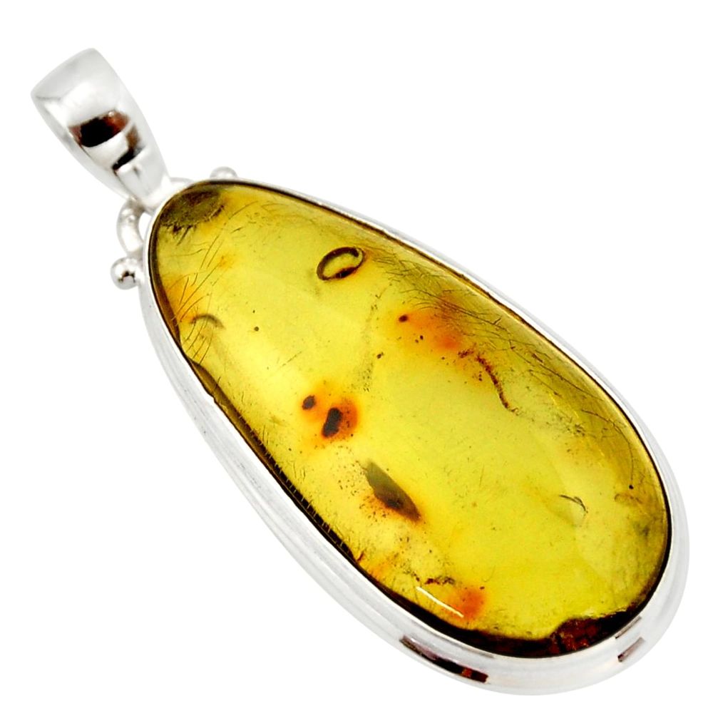 16.20cts natural green amber from colombia 925 sterling silver pendant r33990