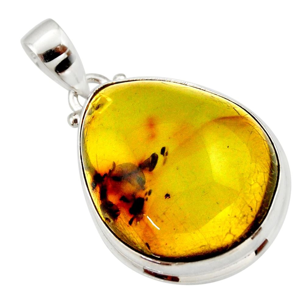 18.70cts natural green amber from colombia 925 sterling silver pendant r33993