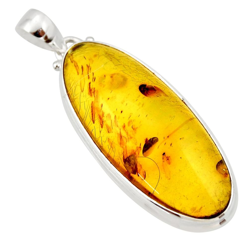 19.72cts natural green amber from colombia 925 sterling silver pendant r33996