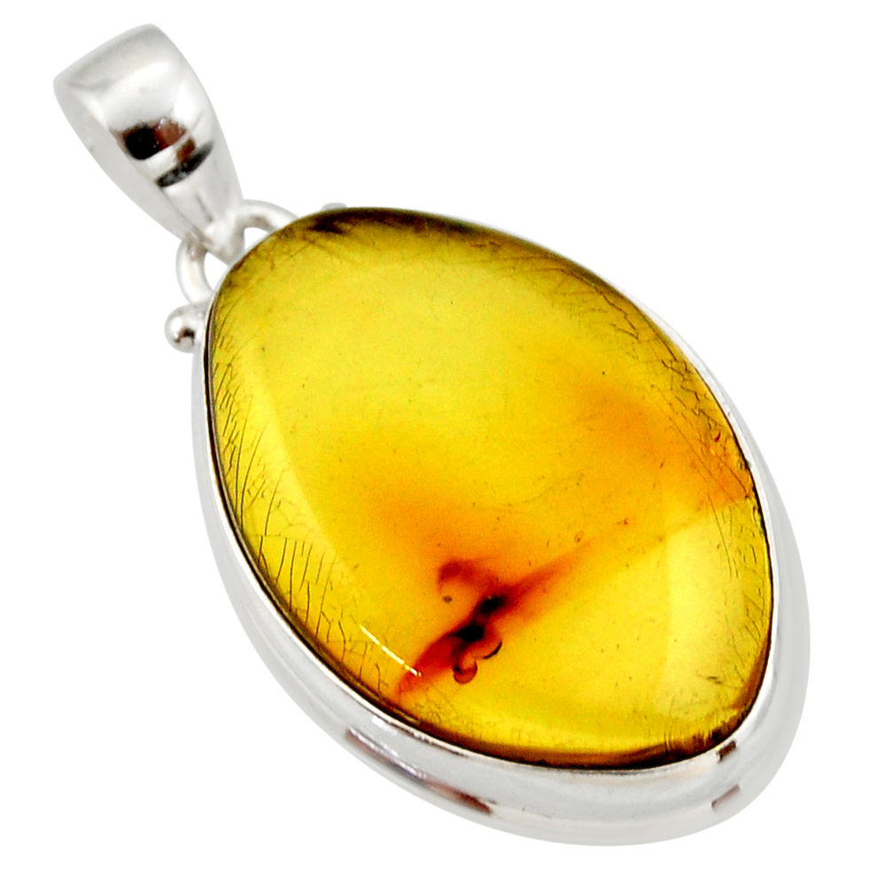 15.65cts natural green amber from colombia 925 sterling silver pendant r33997