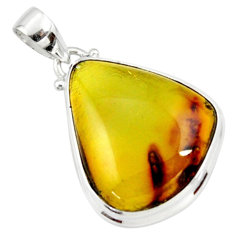 15.10cts natural green amber from colombia 925 sterling silver pendant r36003