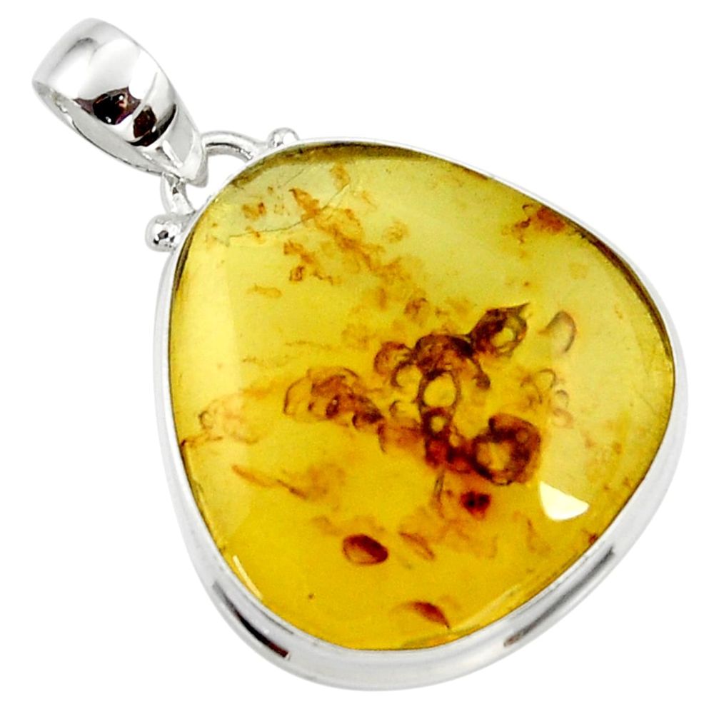 15.65cts natural green amber from colombia 925 sterling silver pendant r36011