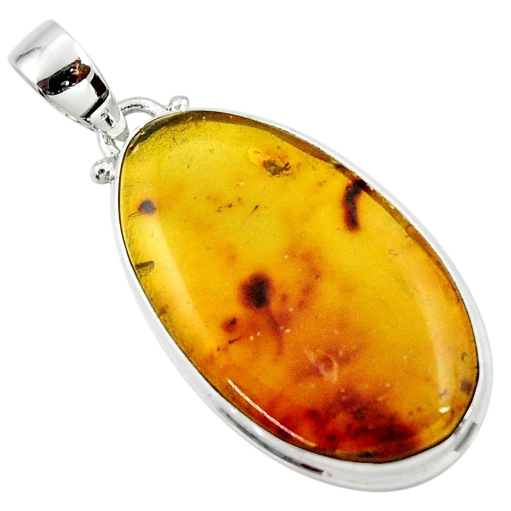 15.08cts natural green amber from colombia 925 sterling silver pendant r36013