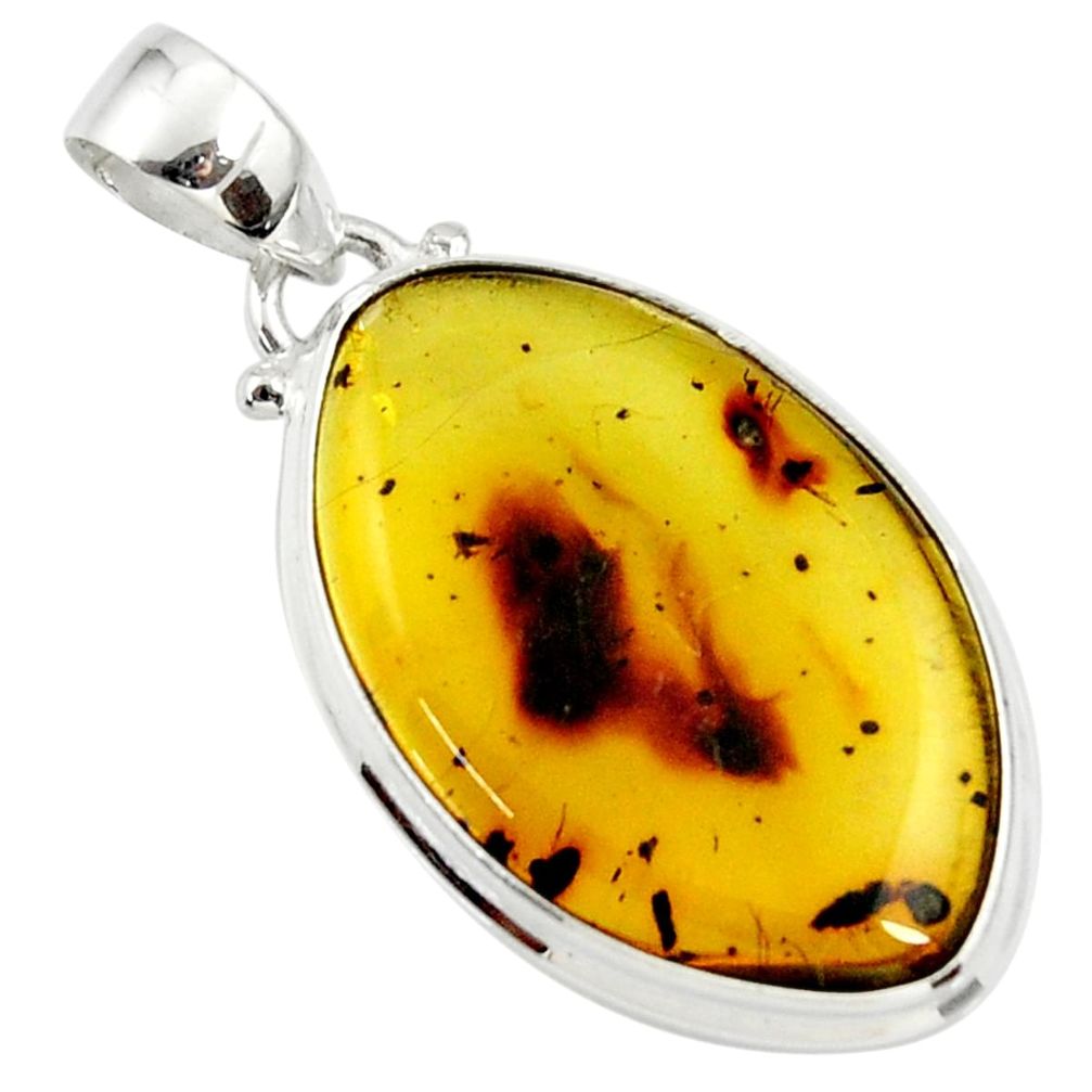 13.13cts natural green amber from colombia 925 sterling silver pendant r36014