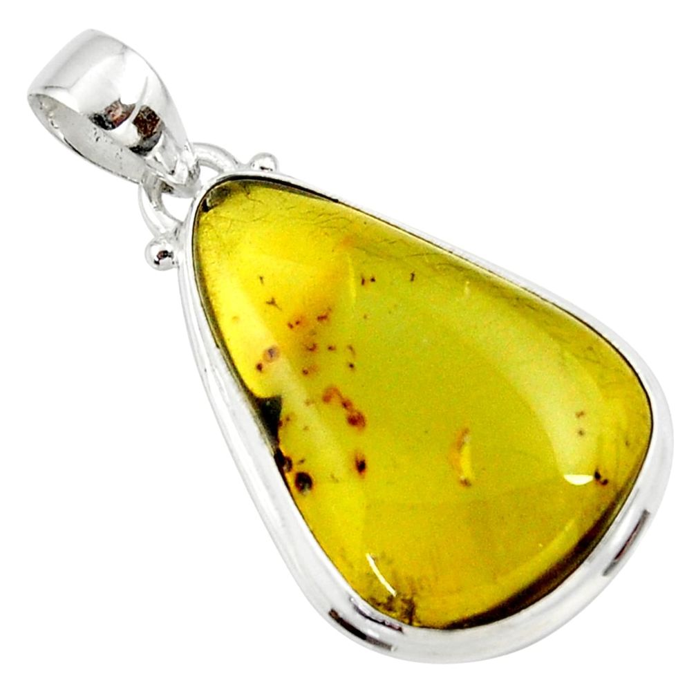 14.23cts natural green amber from colombia 925 sterling silver pendant r36015