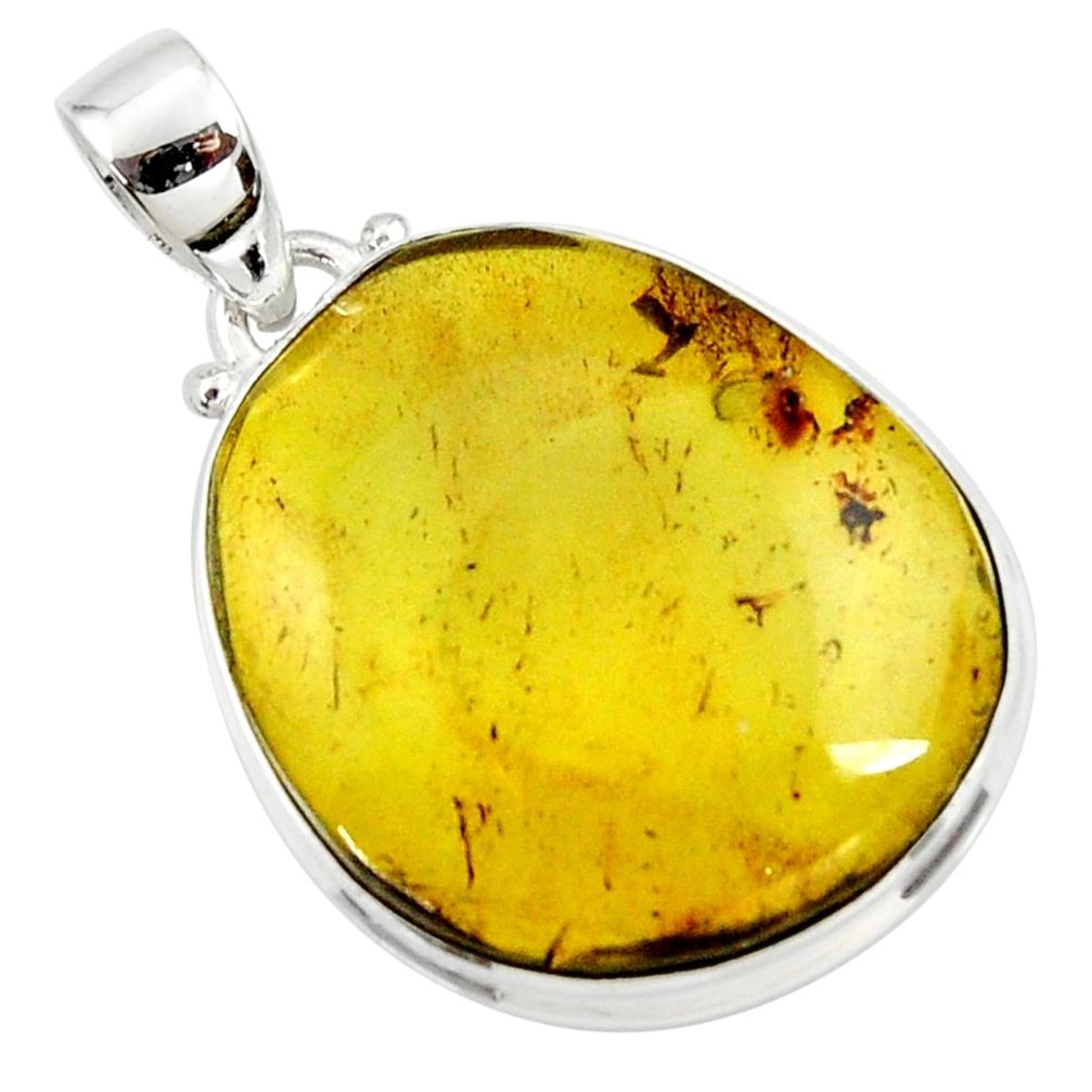 14.72cts natural green amber from colombia 925 sterling silver pendant r36020