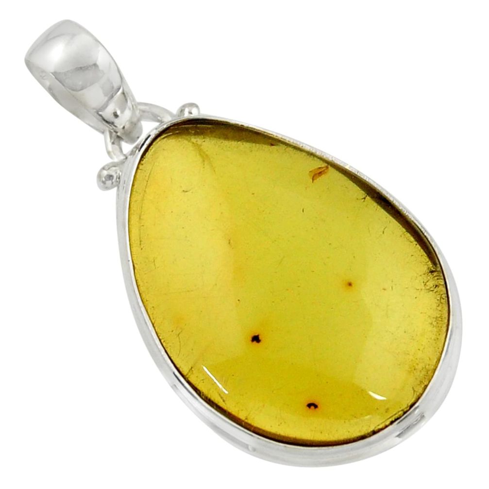 14.72cts natural green amber from colombia 925 sterling silver pendant r41861
