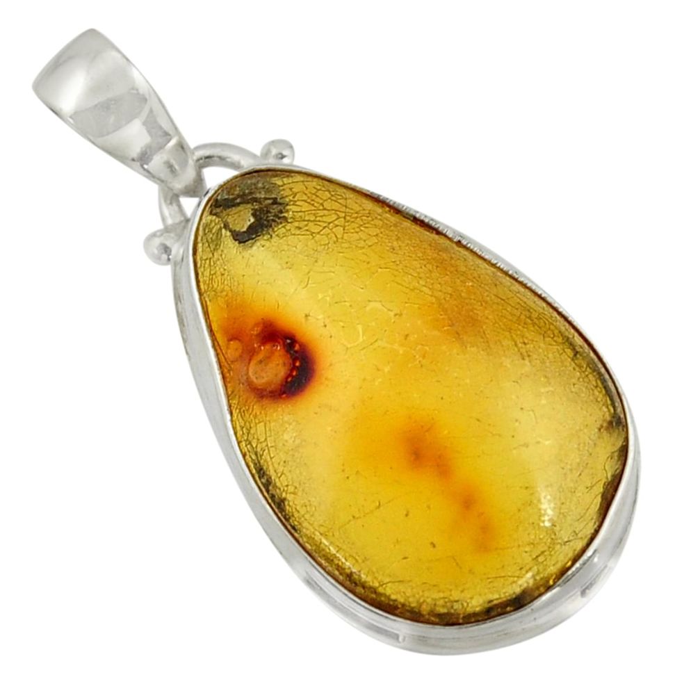 13.70cts natural green amber from colombia 925 sterling silver pendant r41862