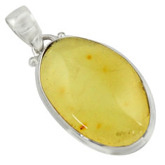 Clearance Sale- 12.58cts natural green amber from colombia 925 sterling silver pendant r41865