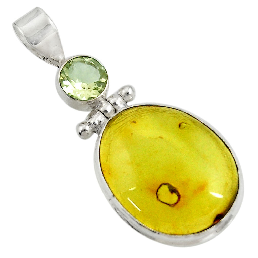 15.53cts natural green amber from colombia amethyst 925 silver pendant d41286