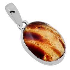 9.86cts natural green amber from colombia oval sterling silver pendant n36527