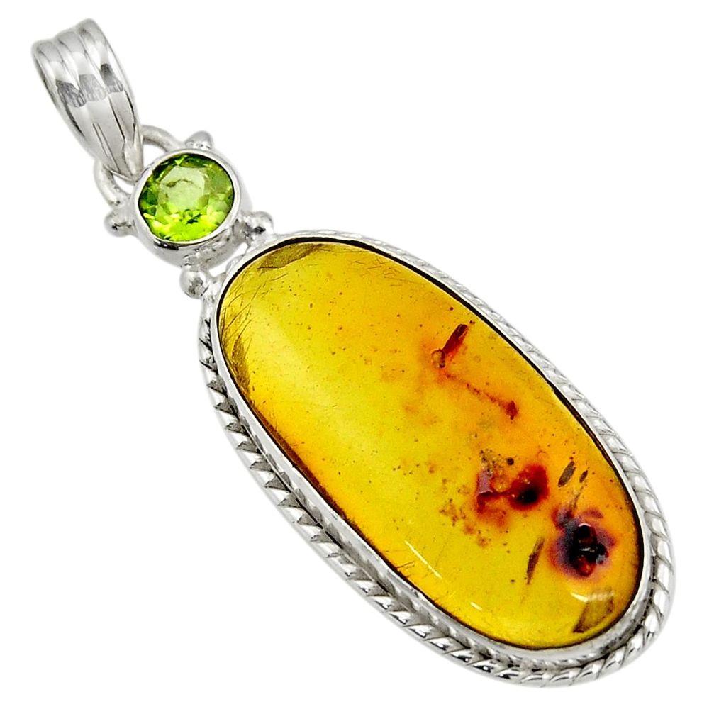  green amber from colombia peridot 925 silver pendant d41284
