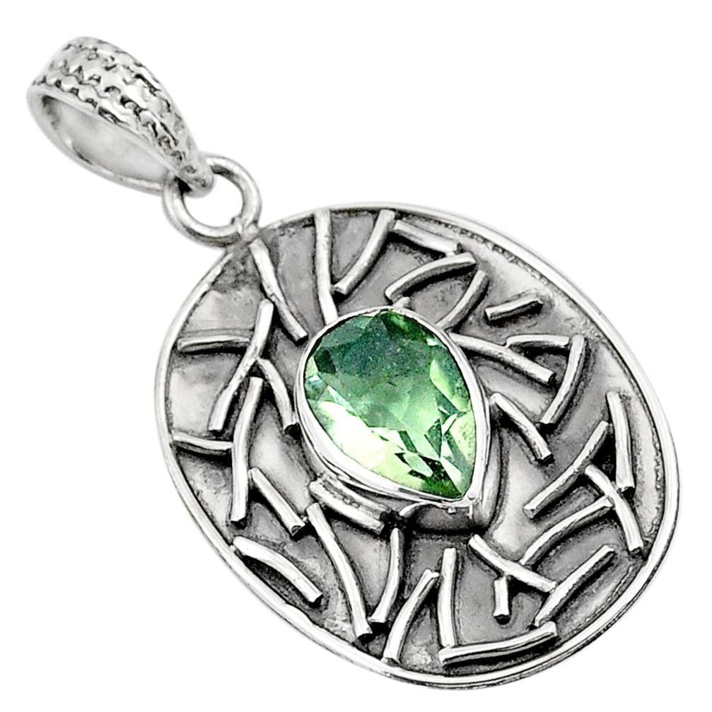 4.38cts natural green amethyst 925 sterling silver pendant jewelry p78463
