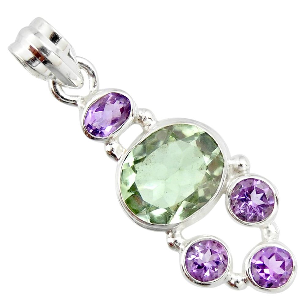 10.32cts natural green amethyst amethyst 925 sterling silver pendant r20345