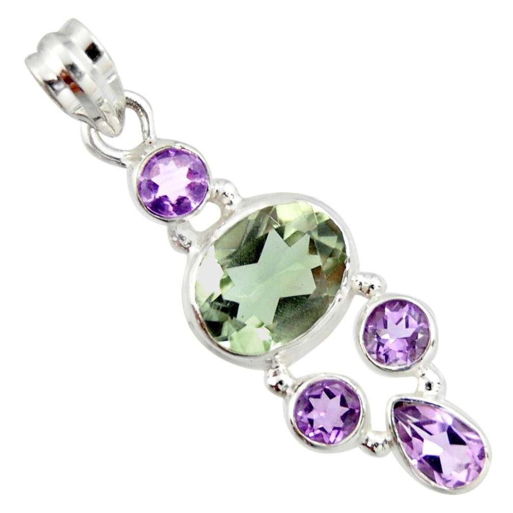 10.81cts natural green amethyst amethyst 925 sterling silver pendant r20352
