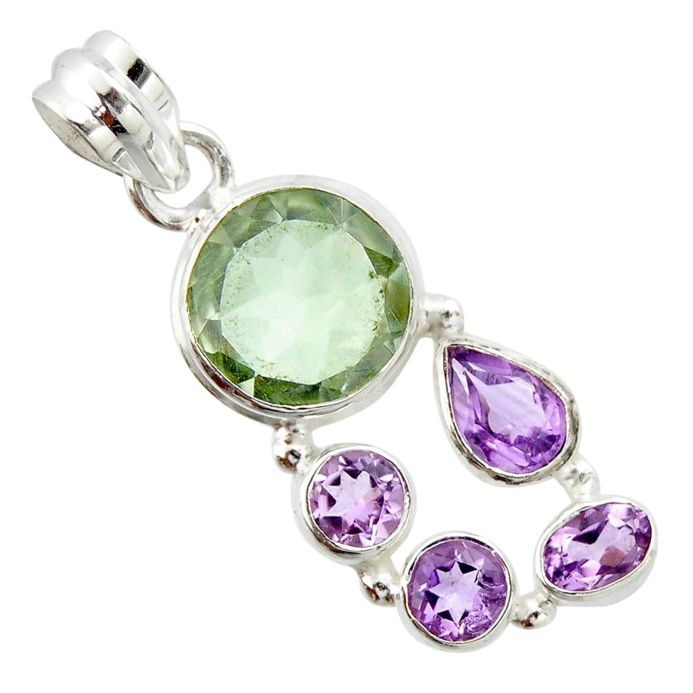 10.70cts natural green amethyst amethyst 925 sterling silver pendant r20355