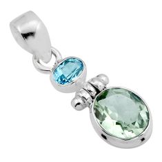 7.00cts natural green amethyst topaz 925 sterling silver pendant jewelry y81694