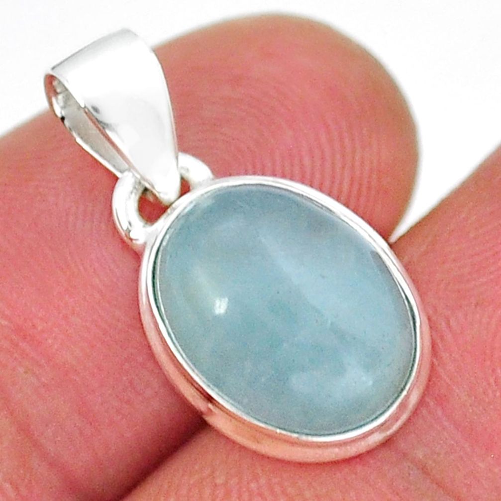 4.24cts natural green aquamarine oval 925 sterling silver pendant jewelry y16461