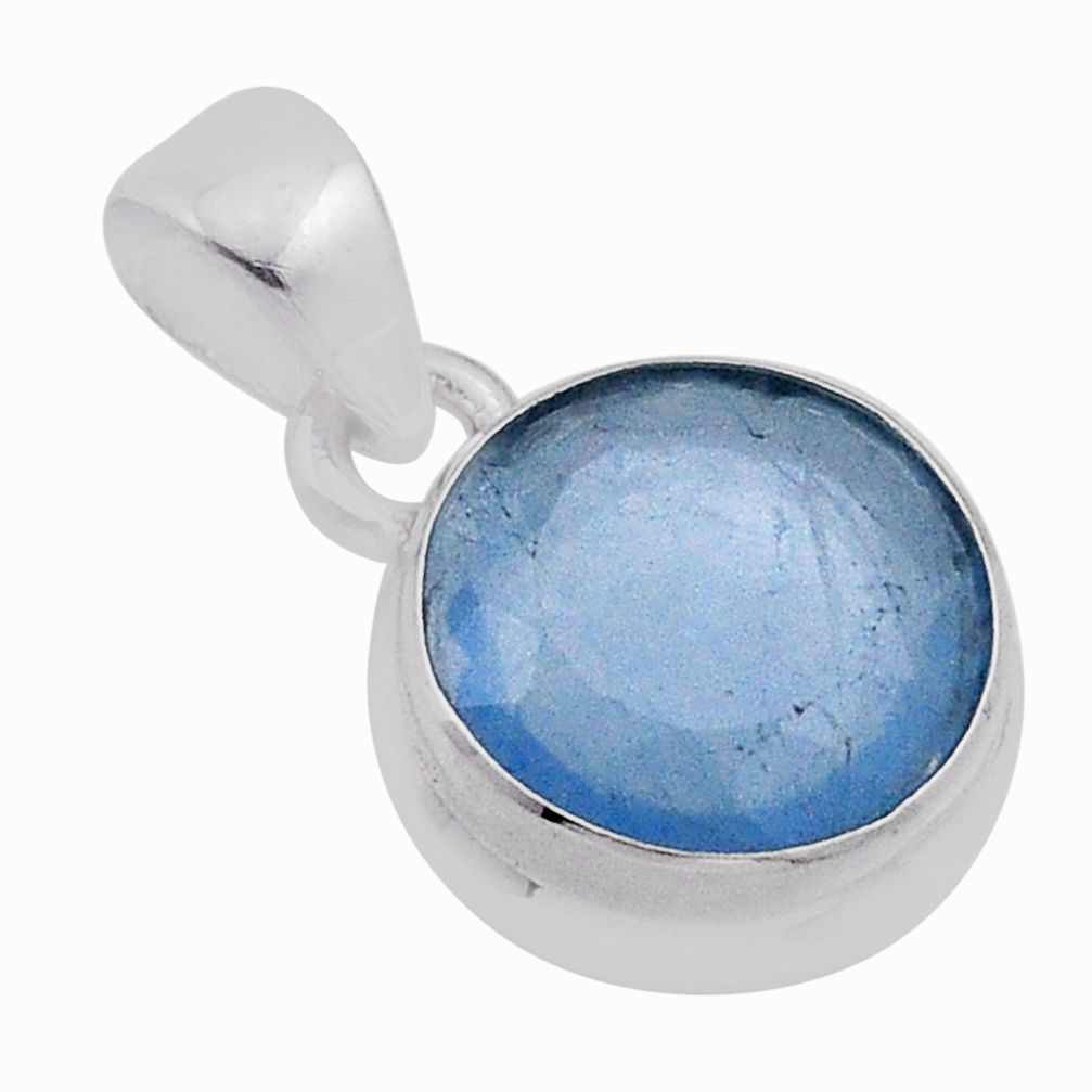 6.52cts natural green aquamarine round sterling silver pendant jewelry n40165