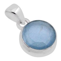 6.26cts natural green aquamarine round sterling silver pendant jewelry n40166