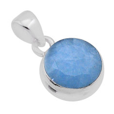 6.21cts natural green aquamarine round sterling silver pendant jewelry n40169