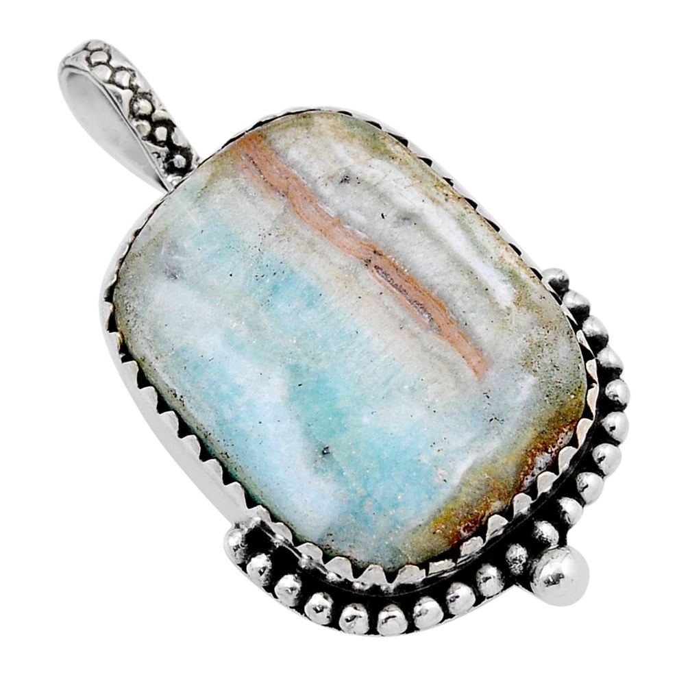 15.71cts natural green aragonite 925 sterling silver pendant jewelry n44370