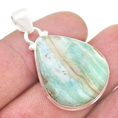 15.82cts natural green aragonite 925 sterling silver pendant jewelry u47361