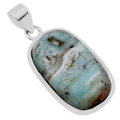 15.68cts natural green aragonite oval 925 sterling silver pendant jewelry n32061