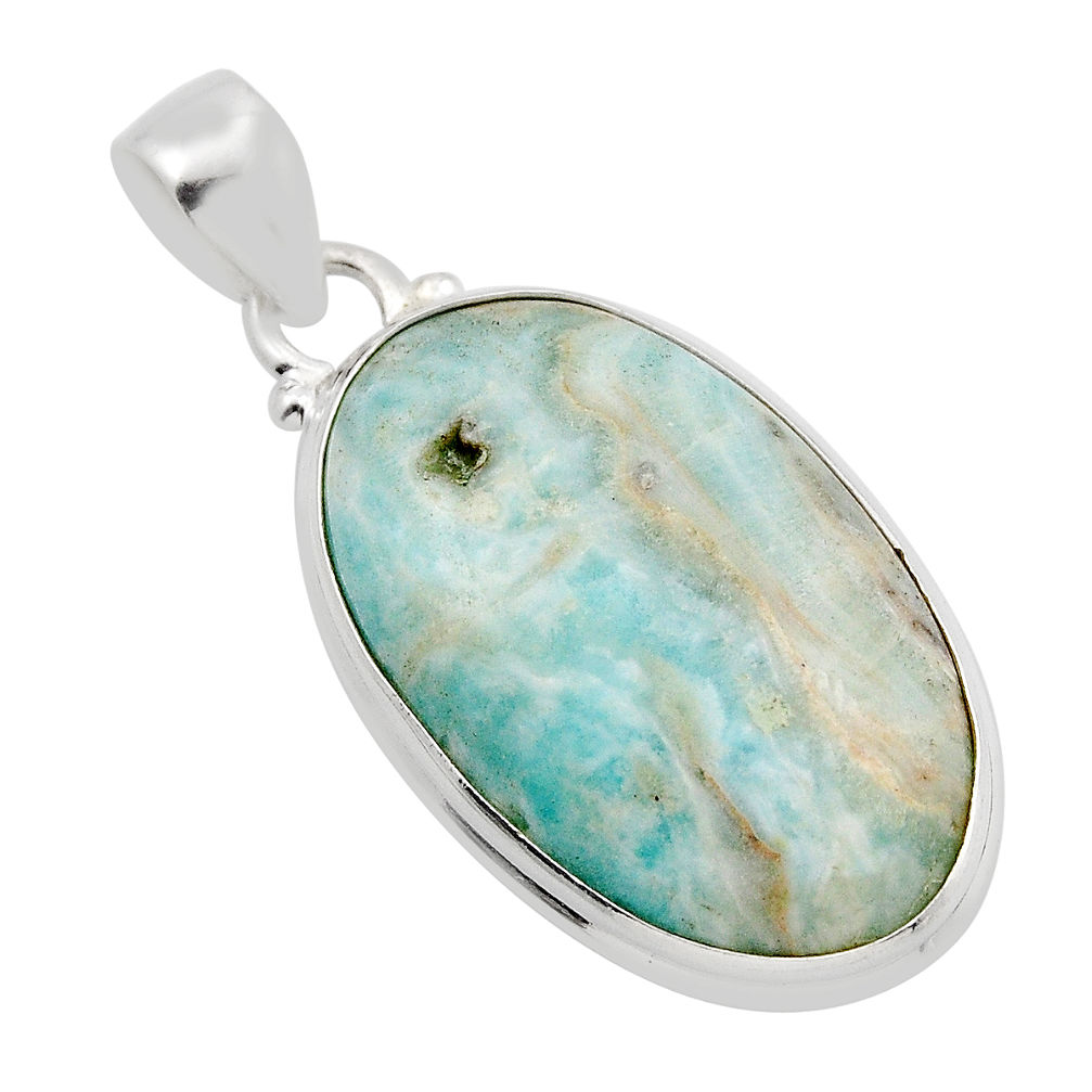 15.55cts natural green aragonite oval 925 sterling silver pendant jewelry y88665