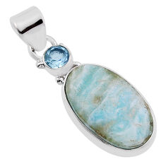 11.13cts natural green aragonite oval topaz 925 sterling silver pendant n32270