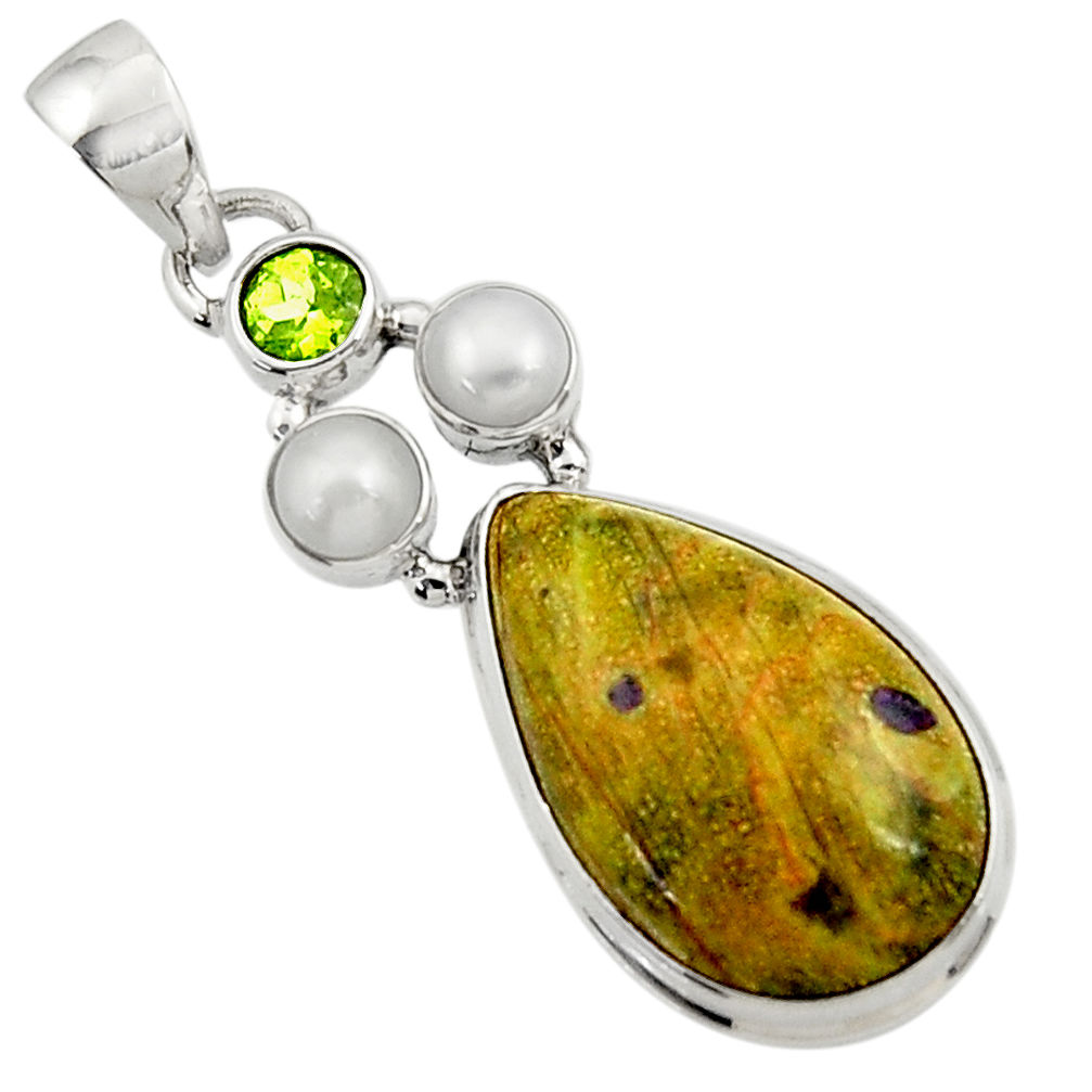  green atlantisite stichtite-serpentine silver pendant d44932