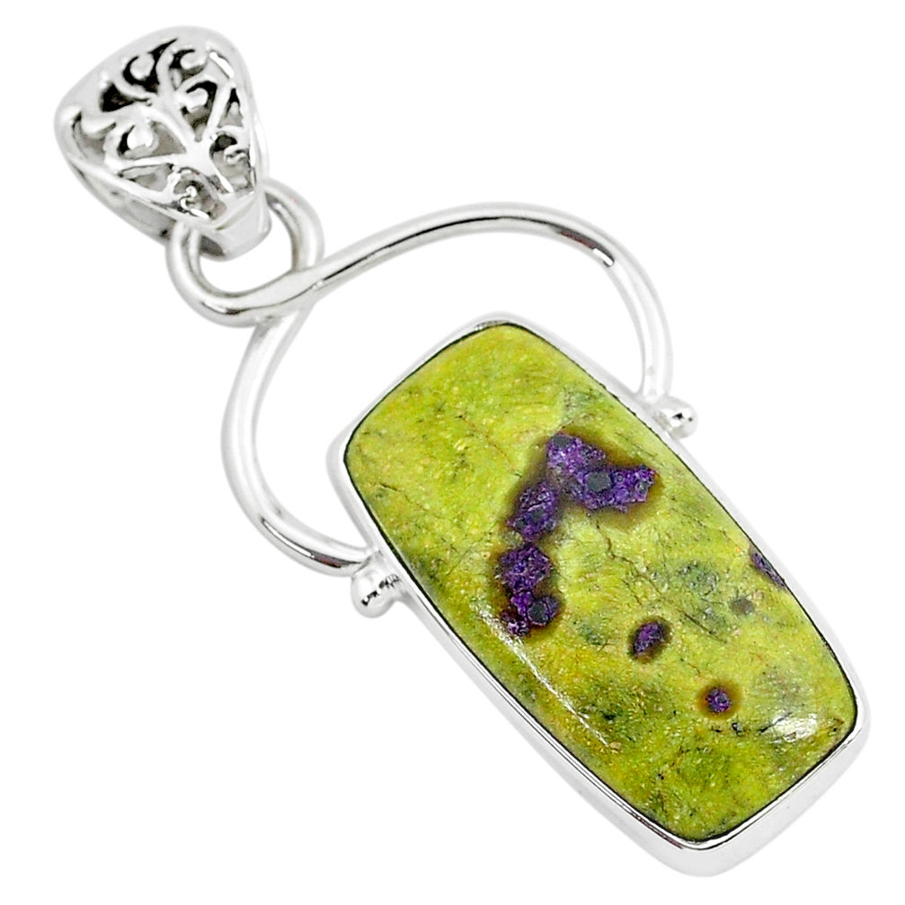 16.20cts natural green atlantisite stichtite-serpentine silver pendant r94567