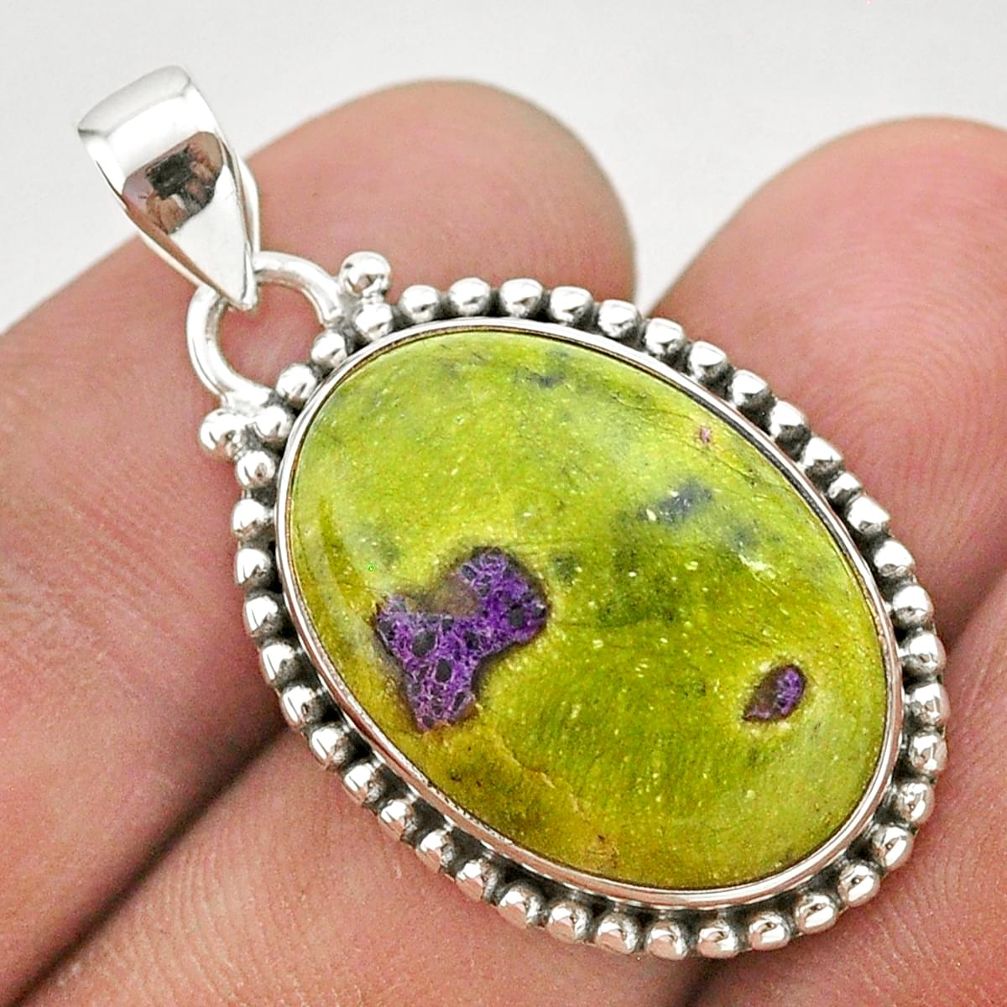 16.49cts natural green atlantisite stichtite-serpentine silver pendant t38811