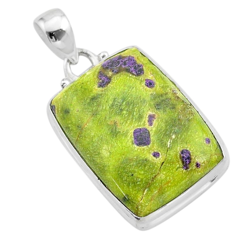 18.70cts natural green atlantisite stichtite-serpentine silver pendant t42338