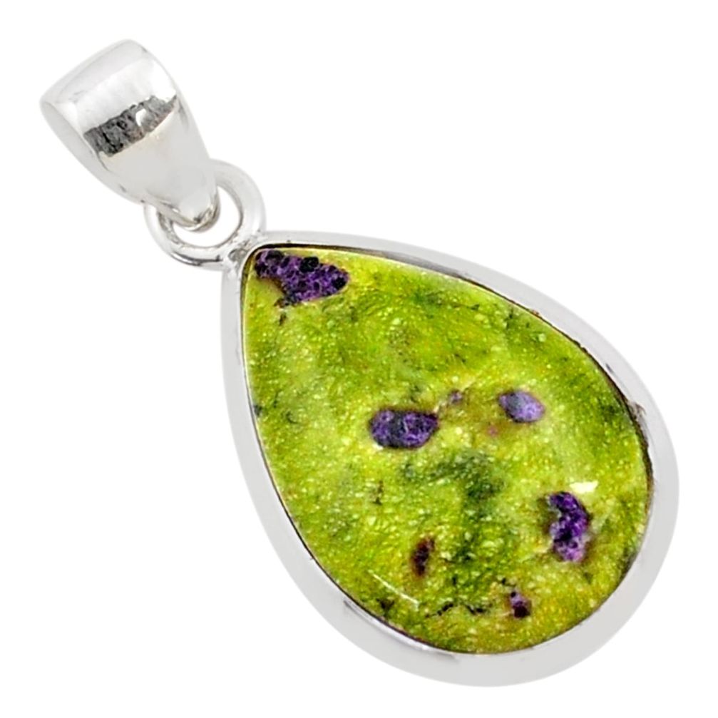 13.15cts natural green atlantisite stichtite-serpentine silver pendant t77826