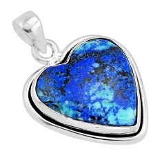 14.47cts natural green azurite in chrysocolla 925 sterling silver pendant y64426