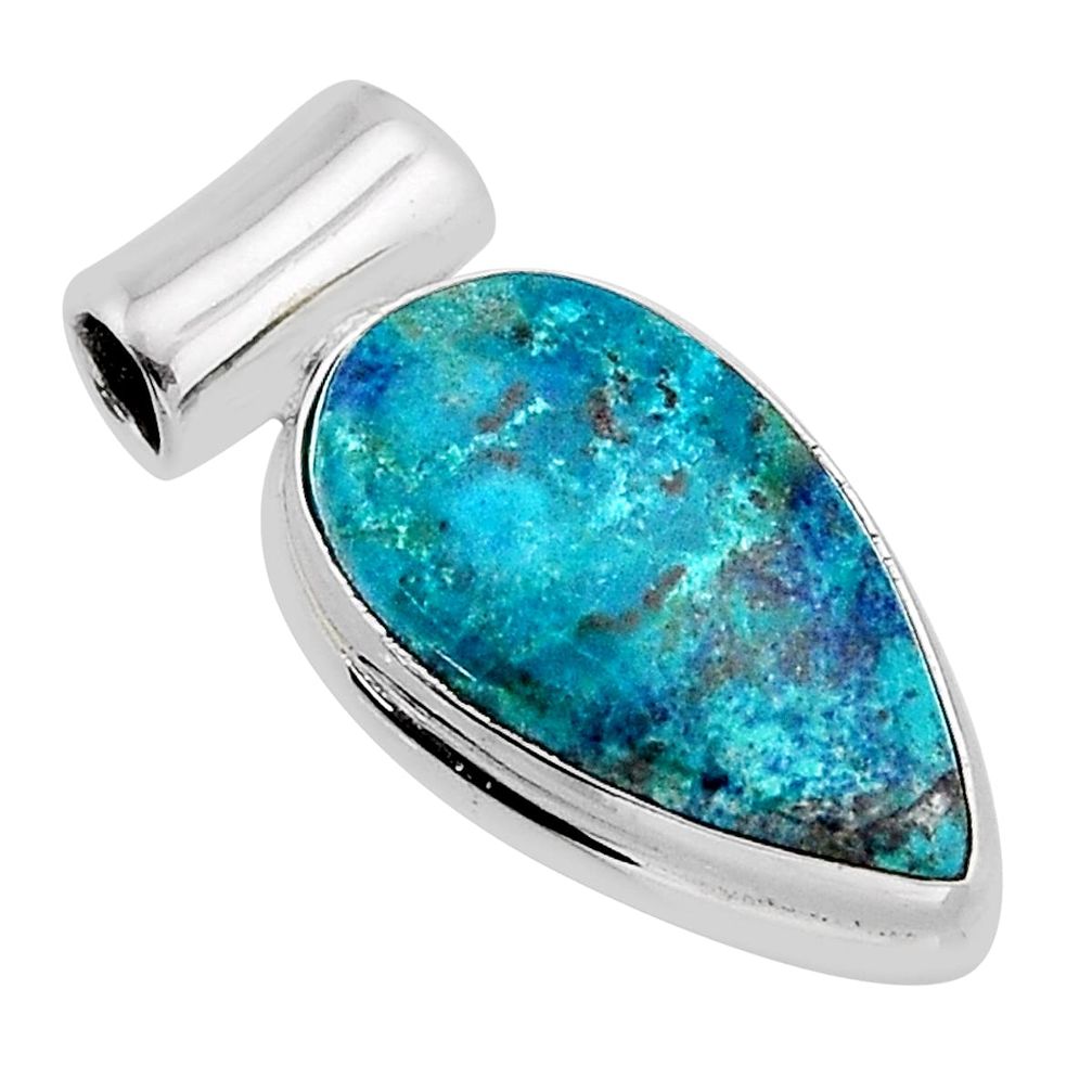 6.51cts natural green azurite in chrysocolla 925 sterling silver pendant y64439