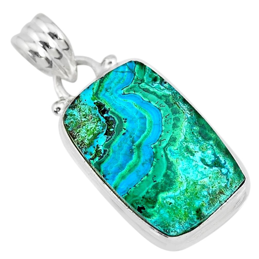 12.18cts natural green azurite malachite 925 sterling silver pendant r83328