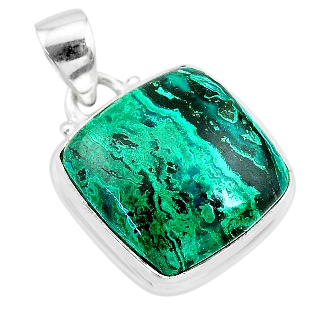 12.50cts natural green azurite malachite 925 sterling silver pendant t21505