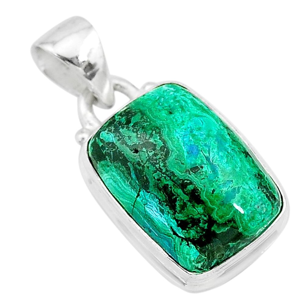 8.77cts natural green azurite malachite 925 sterling silver pendant t21508