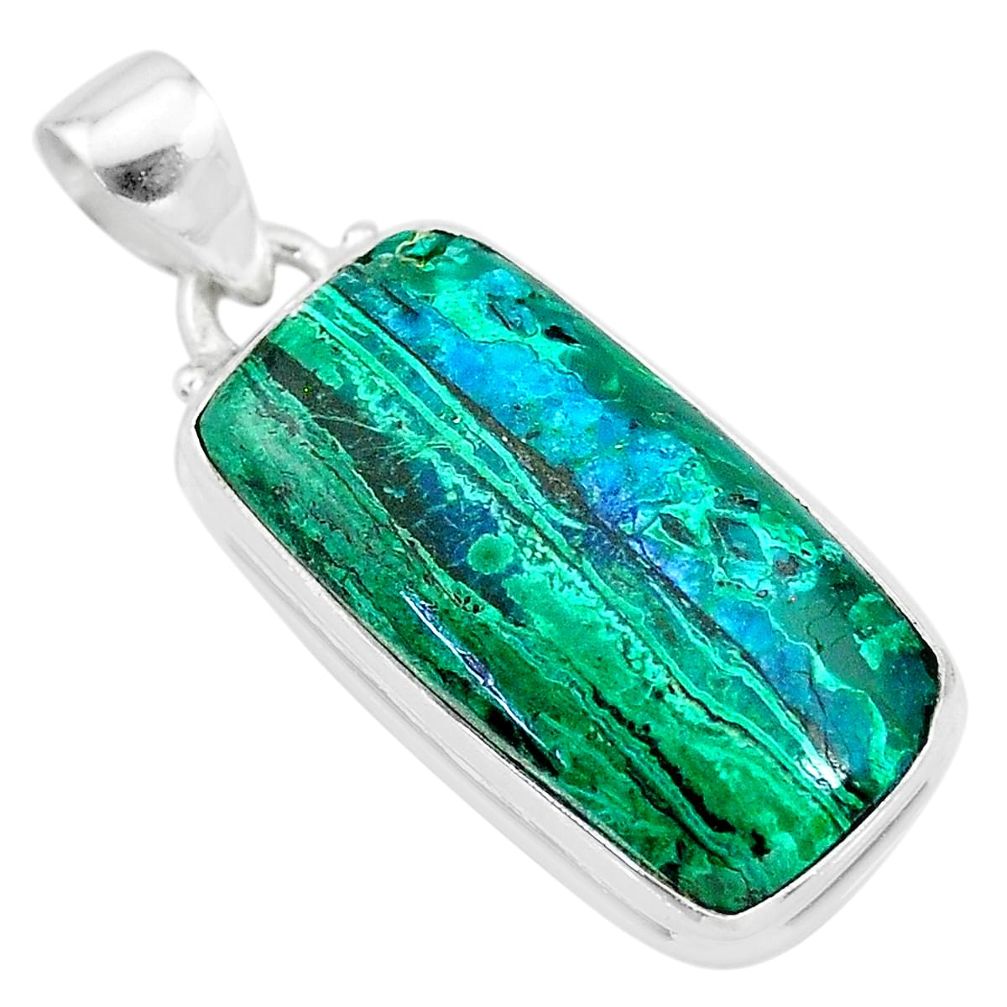 14.40cts natural green azurite malachite 925 sterling silver pendant t21512