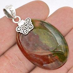 38.50cts natural green bloodstone african (heliotrope) 925 silver pendant d49304